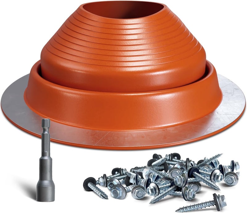 VIVIDA #8 Silicone Metal Roof Pipe Flashing Boot, High Temp Flexible Roof Jack Vent Boot for Pipe OD 7" to 13", Roofing Screws & Hex Socket Included, 1 Pack - Image 1